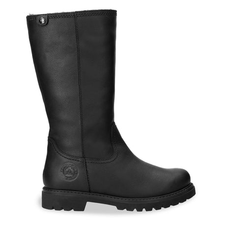 Bambina botas de piel con forro interior de pelo. negro