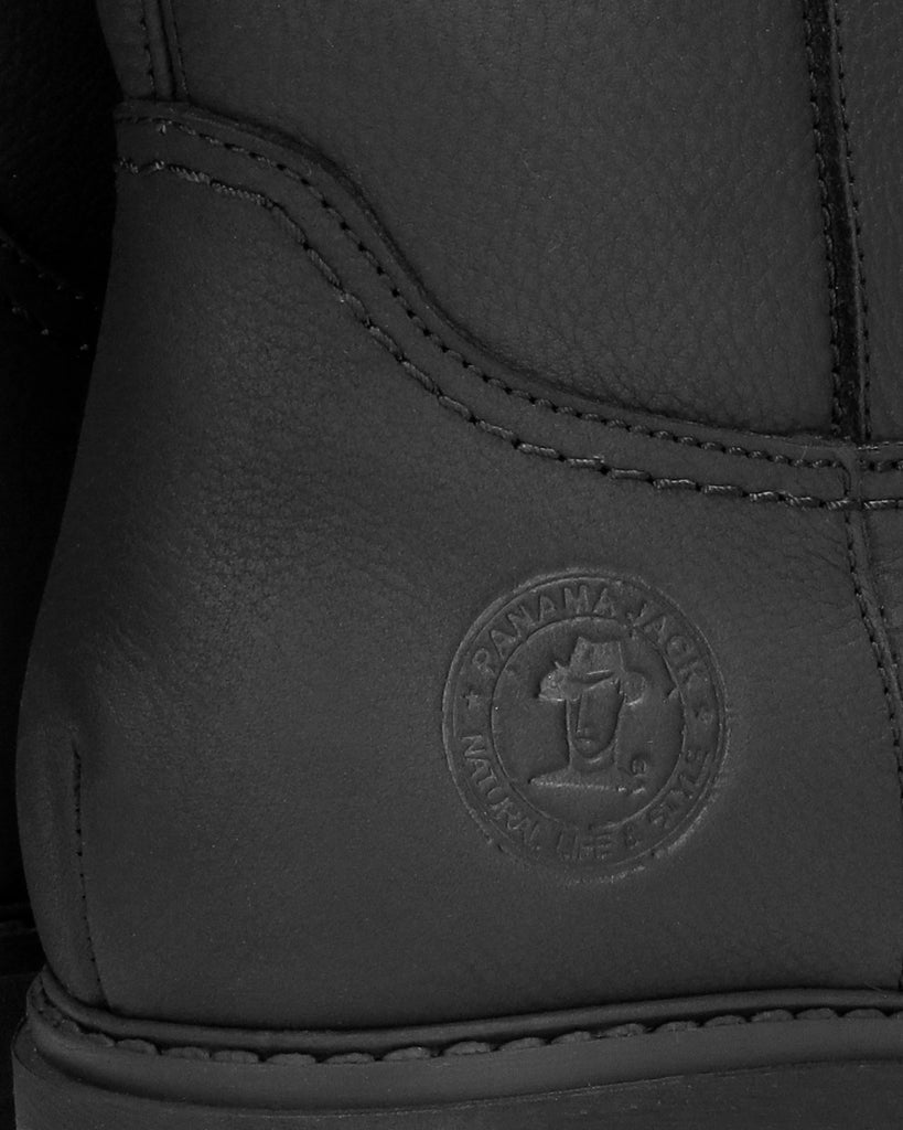 Bambina Igloo botas de piel con forro interior de pelo natural. negro