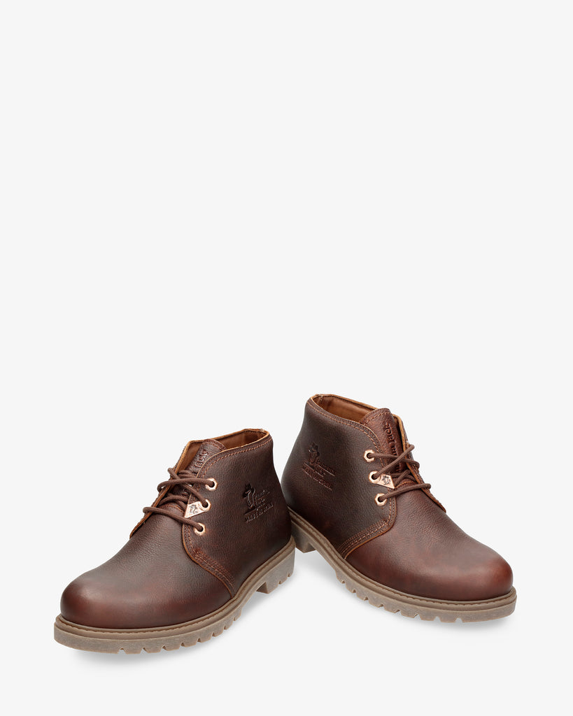 Bota Panama botines de piel con forro interior de piel. castaño