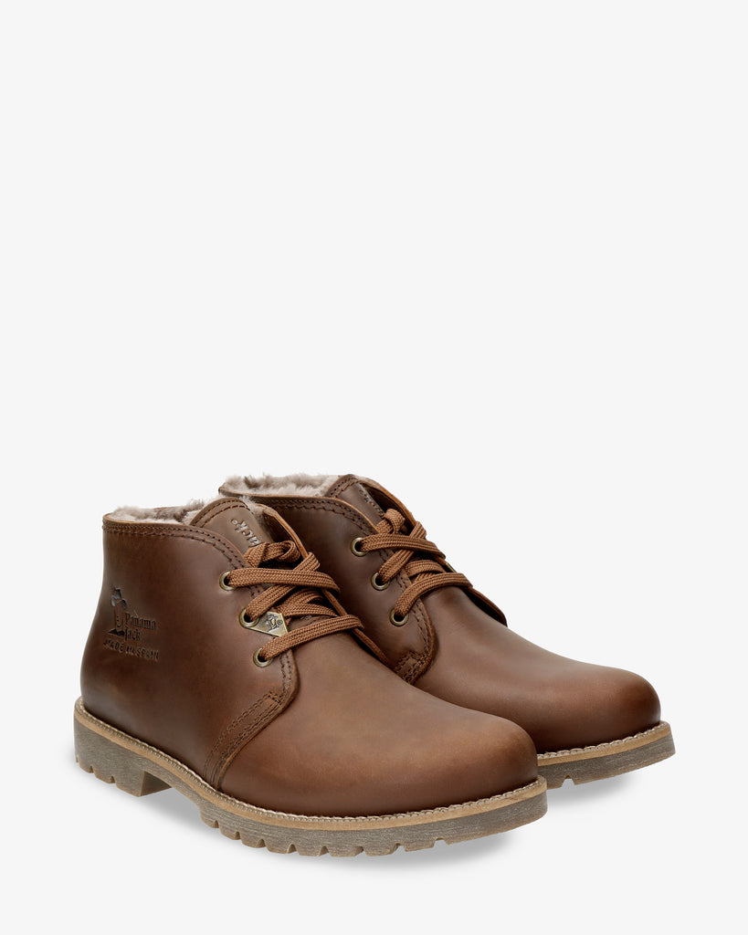 Bota Panama Igloo botines de piel con forro interior de pelo natural. cuero