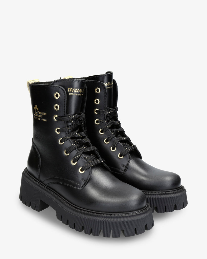 Carlyn botas de piel con forro interior de pelo. negro