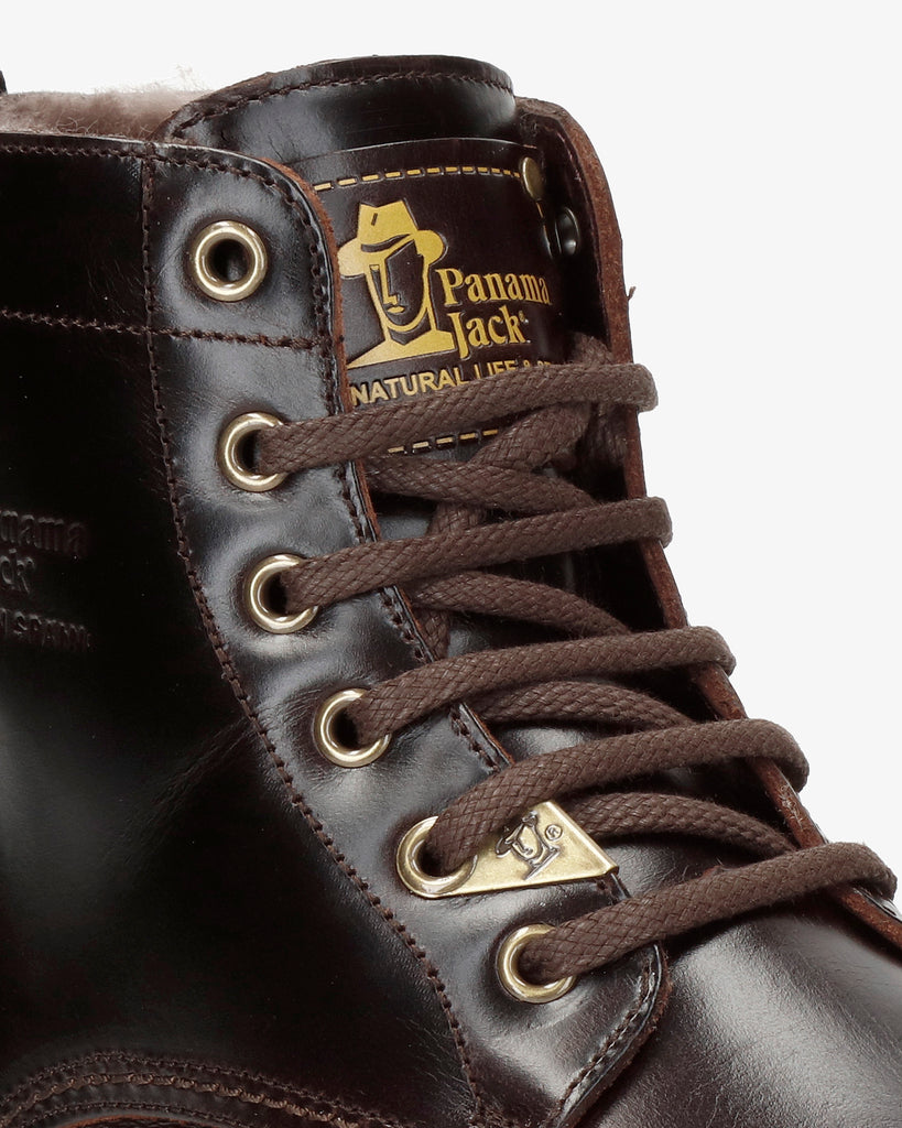 Emery Igloo botines de piel con forro interior de pelo natural. marron