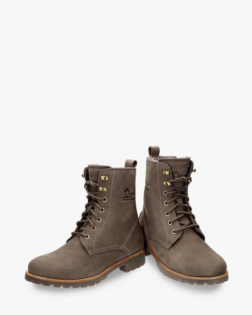 Fara Igloo Trav botas de piel con forro interior de pelo natural. gris