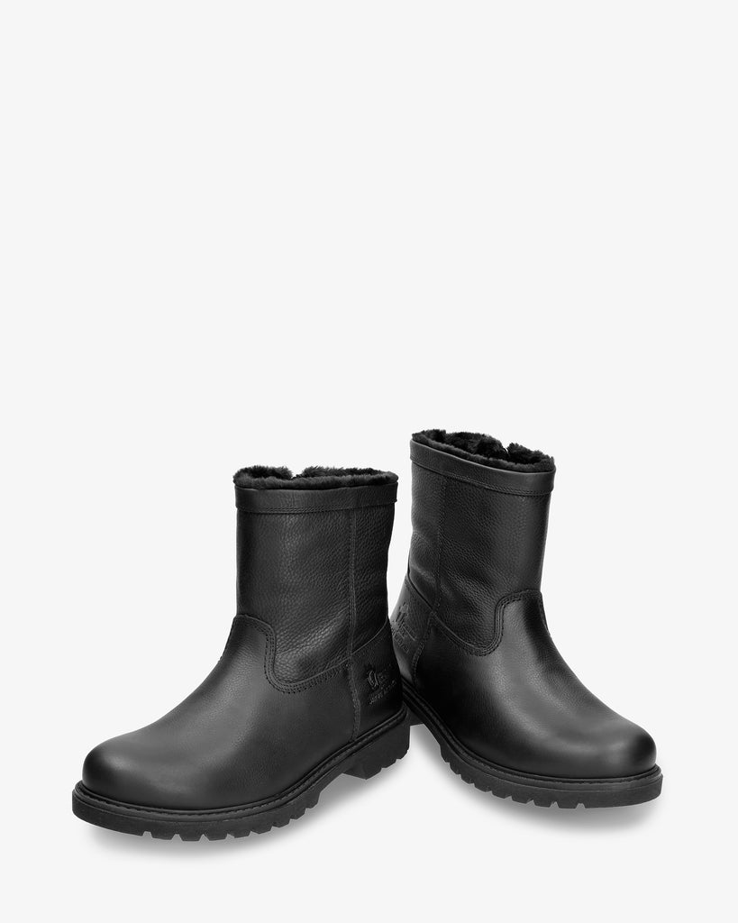 Fedro botas de piel con forro interior de pelo. negro