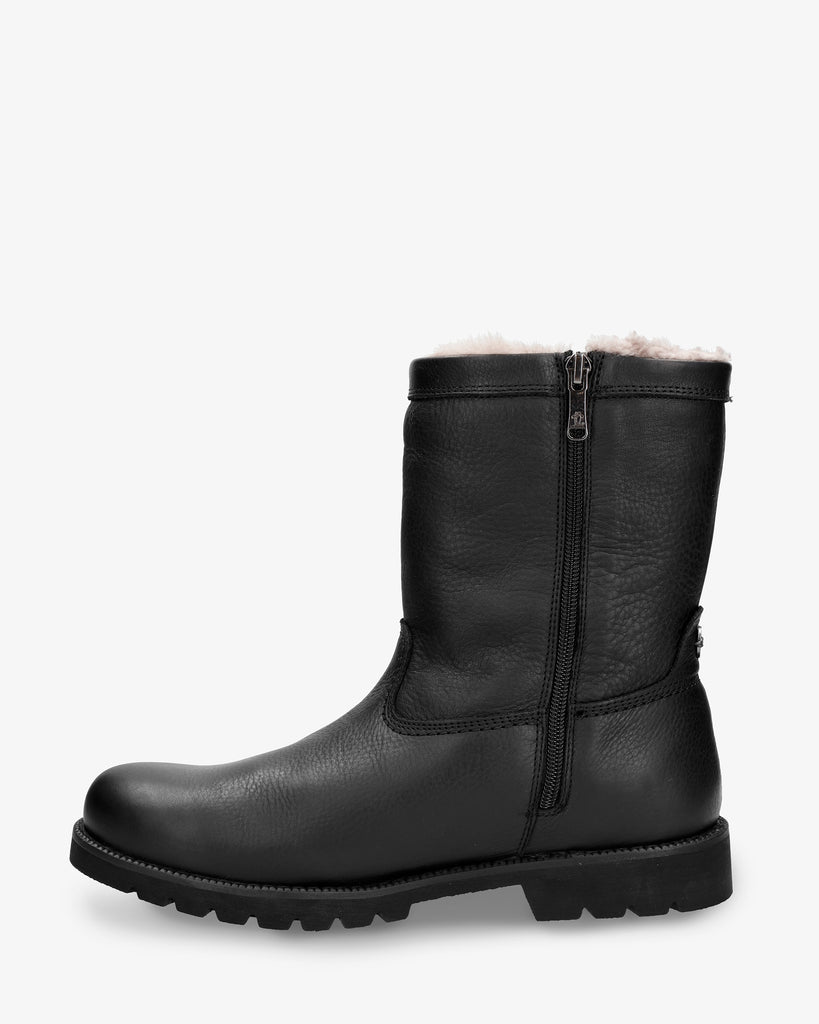 Fedro Igloo botas de piel con forro interior de pelo natural. negro