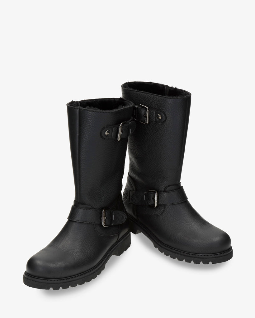 Fergie Igloo botas de piel con forro interior de pelo natural. negro