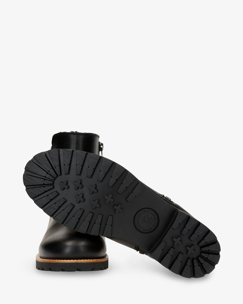 Fiore Igloo Trav botas de piel con forro interior de pelo natural. negro