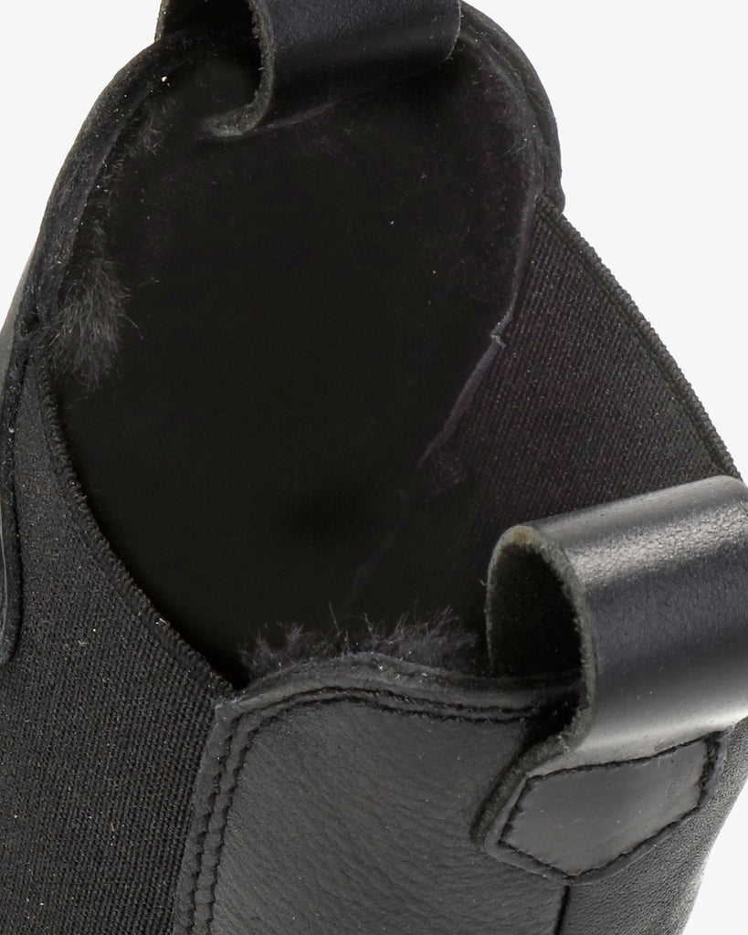 Francesca Igloo botines de piel con forro interior de pelo natural. negro