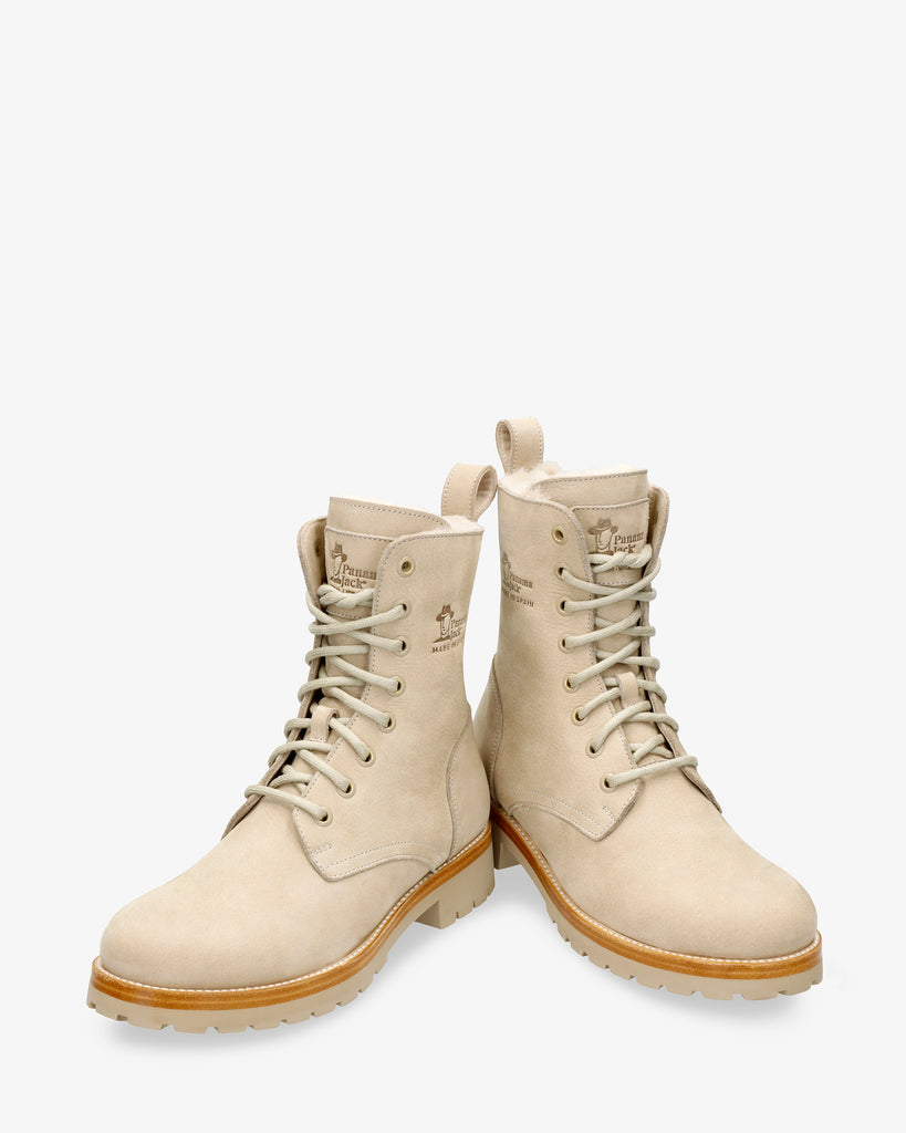 Frisia botas de piel con forro interior de pelo. crudo