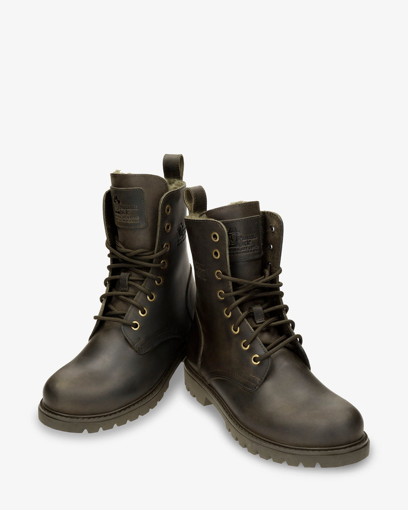 Frisia botas de piel con forro interior de pelo. kaki