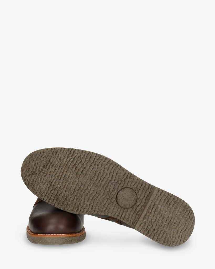 Gareth Igloo botín de piel con forro interior de pelo natural. castaño