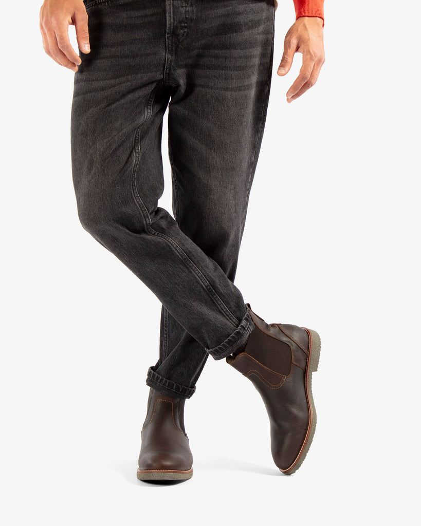 Garnock Igloo botines de piel con forro interior de pelo natural. castaño