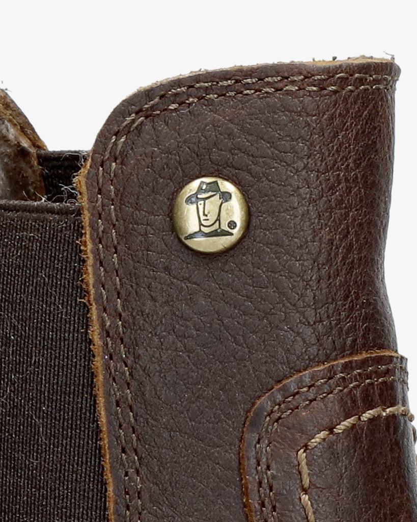 Garnock Igloo botines de piel con forro interior de pelo natural. castaño