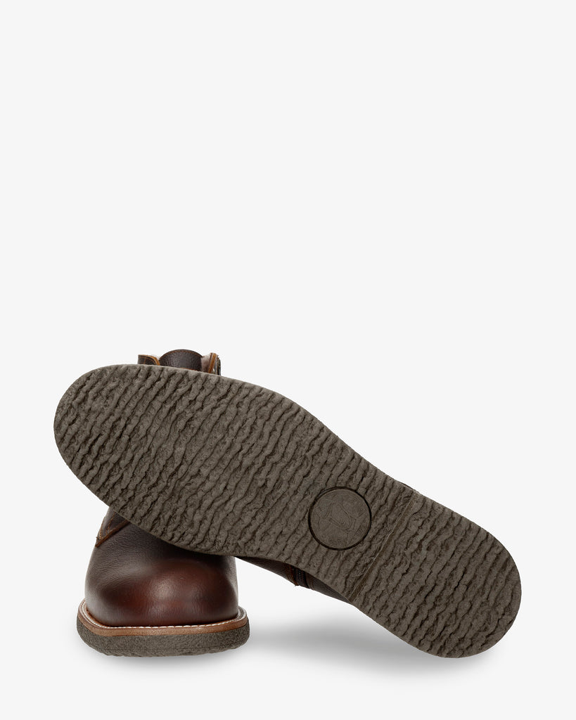 German Igloo botín de piel con forro interior de pelo natural. castaño