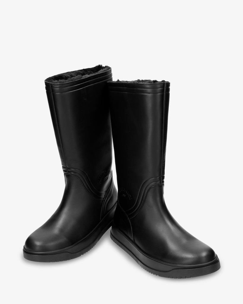 Gisell botas de piel con forro interior de pelo. negro