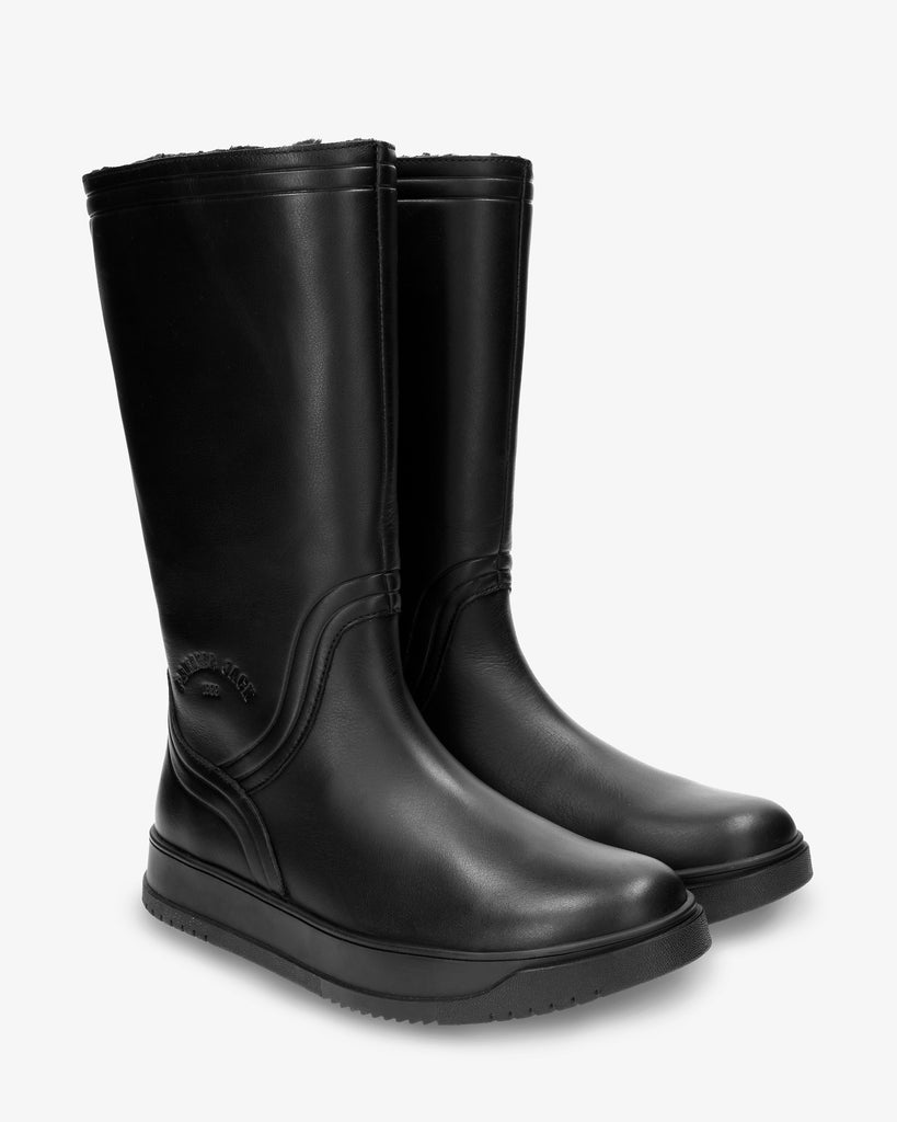 Gisell botas de piel con forro interior de pelo. negro