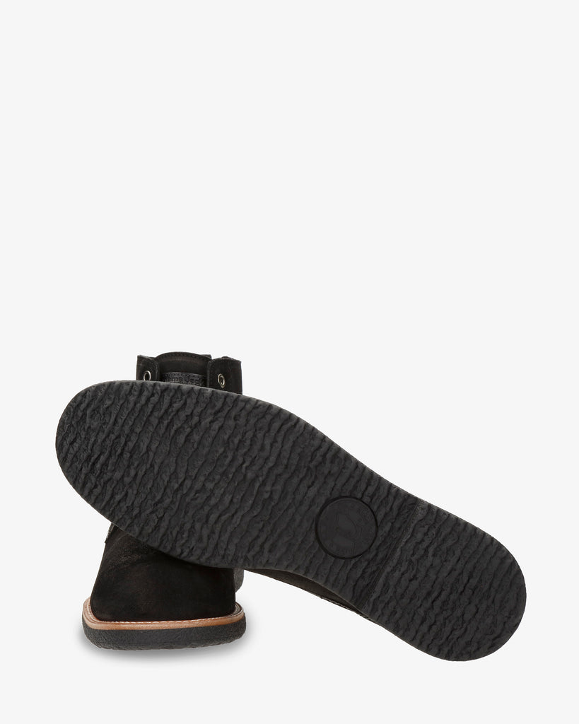 Glasgow Igloo botín de piel con forro interior de pelo natural. negro