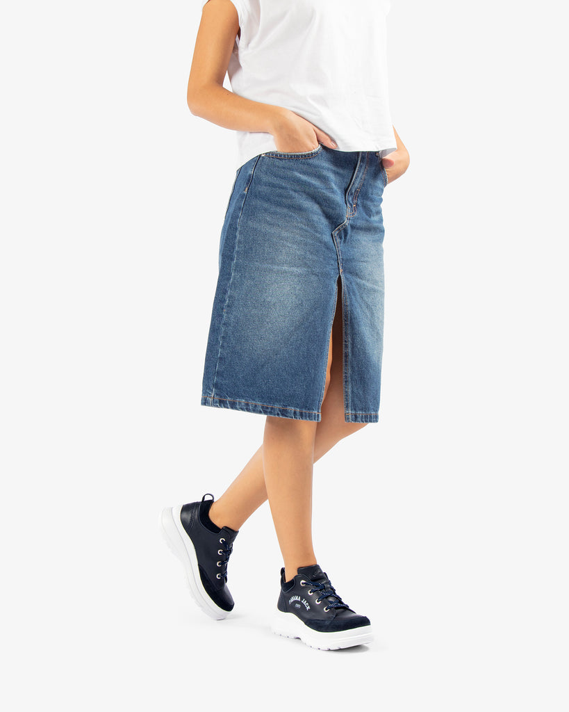 Hilda sneakers de piel con forro interior de piel. marino