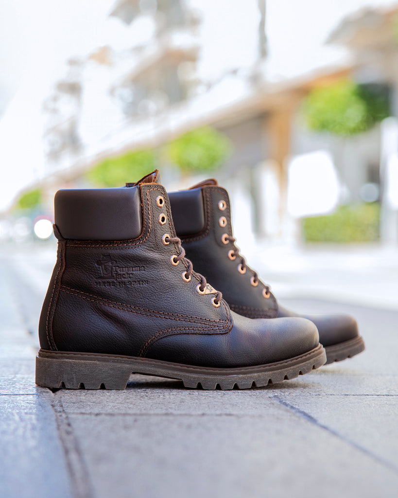 Panama 03 botas de piel con forro interior de piel. castaño