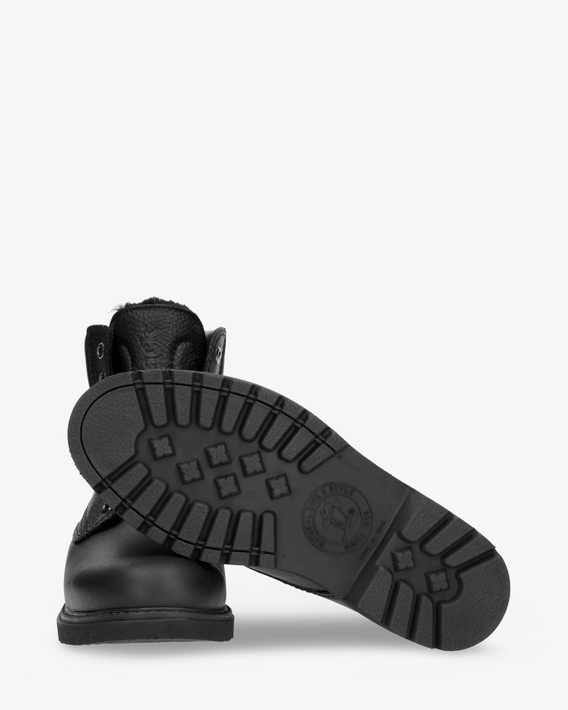 Panama 03 Igloo botas de piel con forro interior de pelo natural. negro