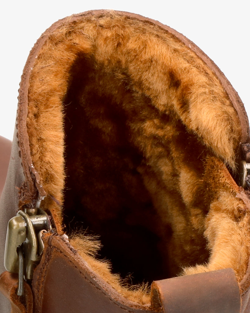 Pauline Igloo botines de piel con forro interior de pelo natural. cuero