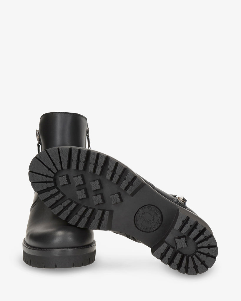 Pauline Igloo Trav botín de piel con forro interior de pelo natural. negro