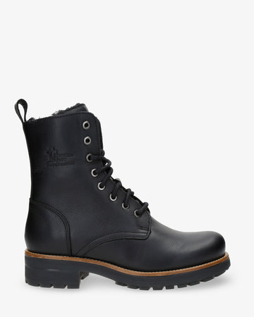 Renee botas de piel con forro interior de pelo. negro
