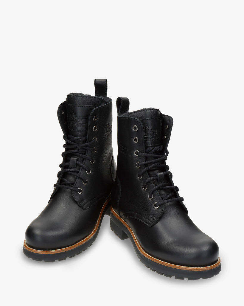 Renee botas de piel con forro interior de pelo. negro