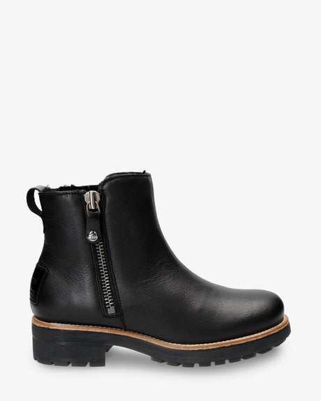 Rym Igloo botas de piel con forro interior de pelo natural. negro