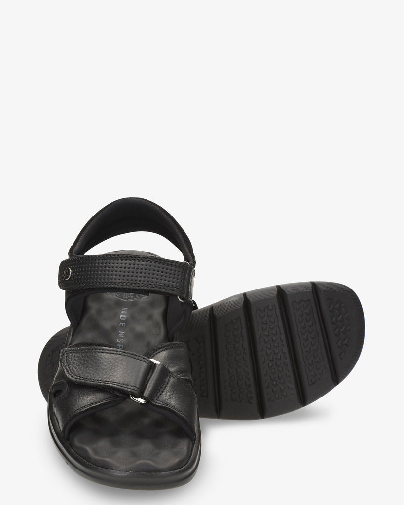 Sanders sandalias de piel con forro interior de lycra. negro