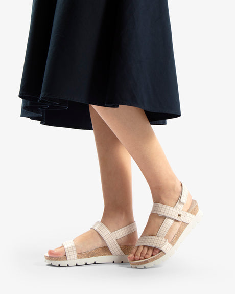 Selma Plaid sandalias de piel con forro interior de piel. crudo