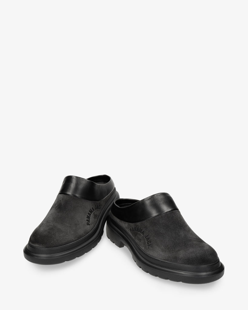 Theo zueco de piel con forro interior de piel. gris