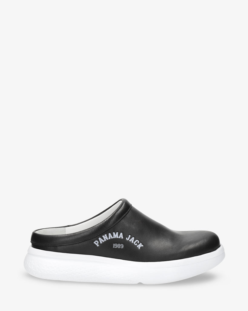 Yeray zueco de piel con forro interior de piel. negro